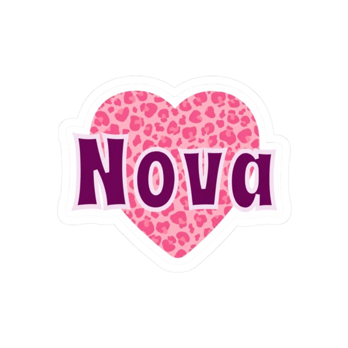 Nova Name Pink Leopard Heart | Baby Nova - alternate angle 1, merchandise